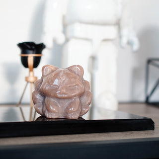 Chocolate Moonstone 9-Tails Fox Carving