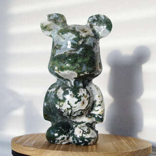 Moss Agate Bear carving