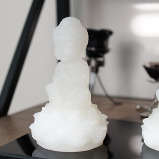 White Calcite Buddha on Lotus