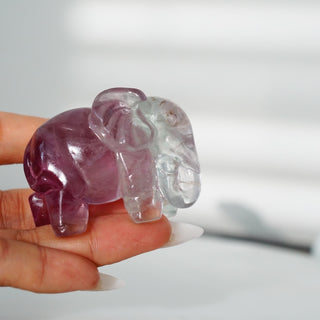 Rainbow Fluorite Elephant Carving