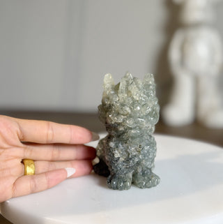 Prehnite Fu Dog carving