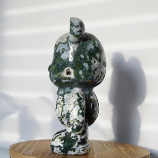 Moss Agate Bear carving