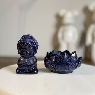 High quality Sodalite Lotus Buddha carving