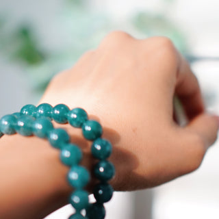 Blue Water Jade Bracelet – 10mm Beads