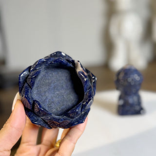 High quality Sodalite Lotus Buddha carving