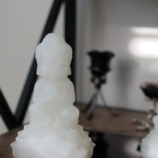 White Calcite Buddha on Lotus