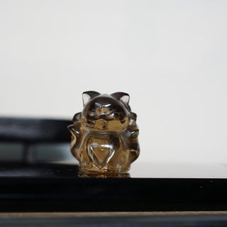 Smoky Quartz Kitsune Nine-Tailed Fox Carving