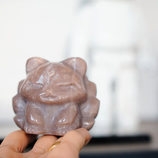 Chocolate Moonstone 9-Tails Fox Carving
