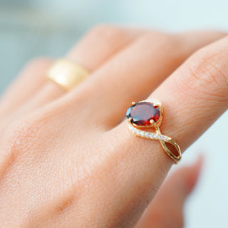 Garnet Sterling Silver Adjustable Ring