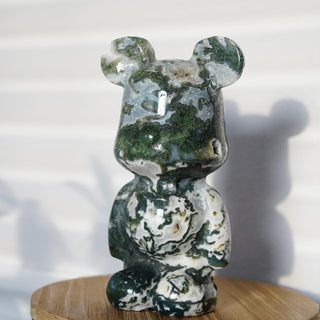 Moss Agate Bear carving