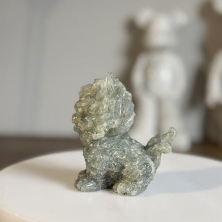 Prehnite Fu Dog carving