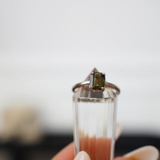 Natural Faceted Moldavite .925 Sterling Silver adjustable ring