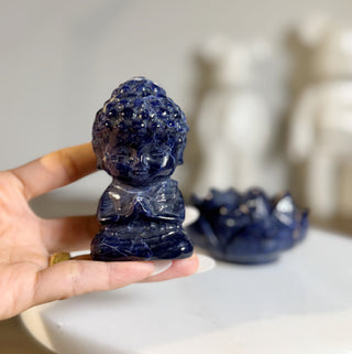 High quality Sodalite Lotus Buddha carving
