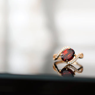 Garnet Sterling Silver Adjustable Ring