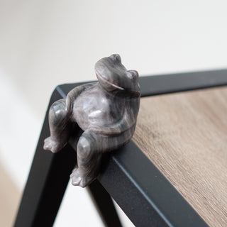 Silver Obsidian Sitting Frog Carving