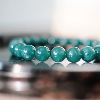 Blue Water Jade Bracelet – 10mm Beads