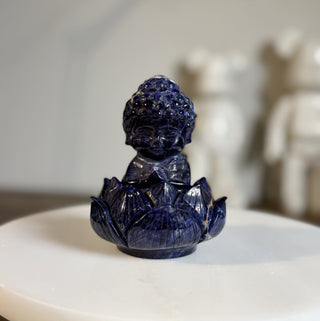 High quality Sodalite Lotus Buddha carving