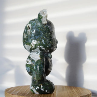 Moss Agate Bear carving