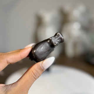 Silver Sheen Obsidian Hippo