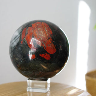 Large African Bloodstone sphere with pyrite inclusions