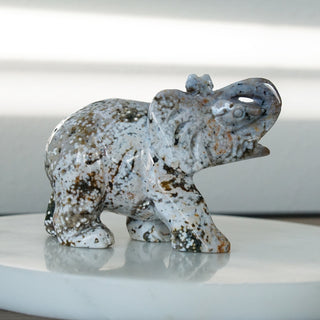 Orbicular Jasper Elephant Carving