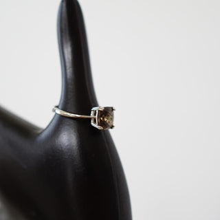Faceted Smoky Quartz .925 sterling silver adjustable ring
