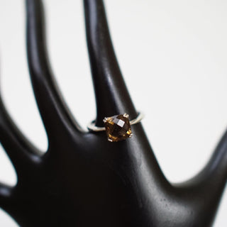 Faceted Smoky Quartz .925 sterling silver adjustable ring