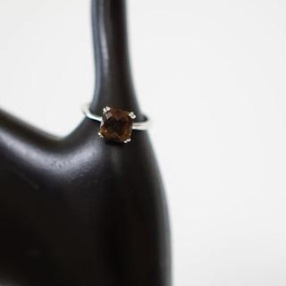 Faceted Smoky Quartz .925 sterling silver adjustable ring