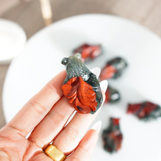 African Bloodstone Koi fish carving