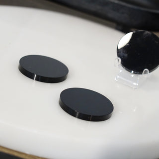 Mini Black Obsidian Round Slab Mirror
