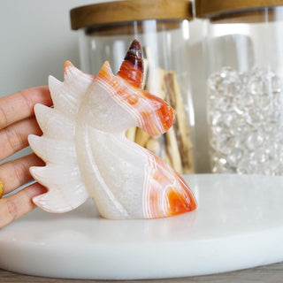 Quartzy Carnelian Unicorn carving