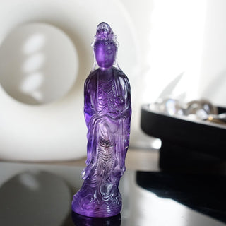 High Quality Amethyst Quan Yin carving