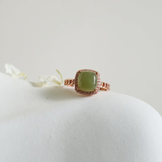 Jade .925 Sterling Silver ( Rose Gold) adjustable Ring