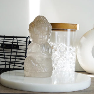 Light Smoky Quartz Buddha carving