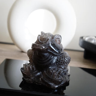 Smoky Quartz Money Toad Carving