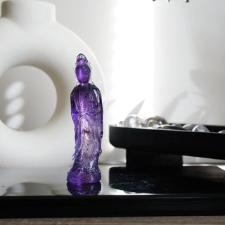 High Quality Amethyst Quan Yin carving
