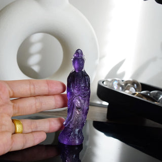 High Quality Amethyst Quan Yin carving
