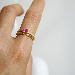 Pink Topaz .925 Sterling Silver adjustable Ring