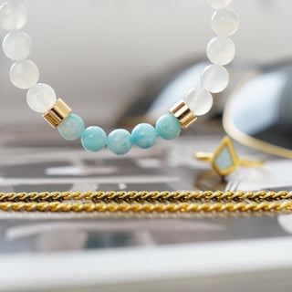 Larimar & White Moonstone Bracelet