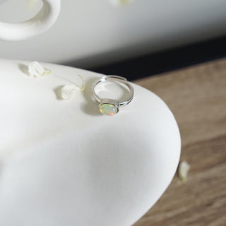 Ethiopian Opal .925 Silver Adjustable Ring