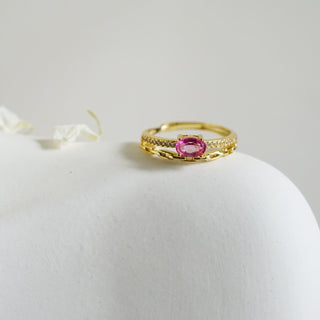 Pink Topaz .925 Sterling Silver adjustable Ring