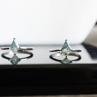 Moss Agate .925 Sterling Silver adjustable ring