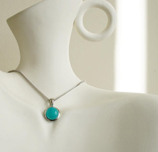 High Quality Amazonite.925 Sterling Silver Necklace