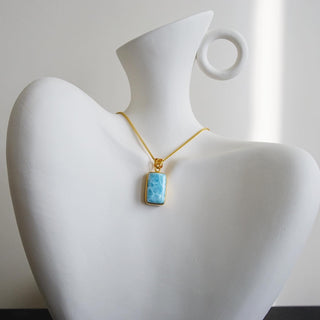 Natural Larimar .925 Sterling Silver Gold Plated Necklace