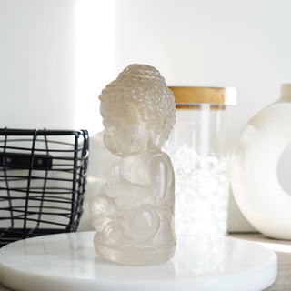 Light Smoky Quartz Buddha carving