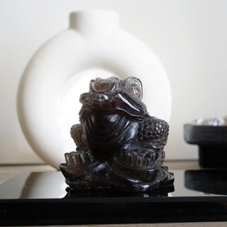 Smoky Quartz Money Toad Carving