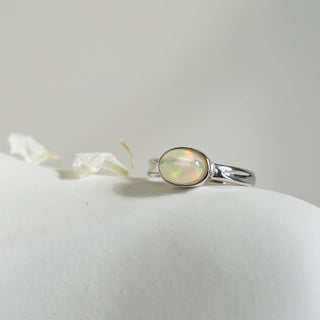 Ethiopian Opal .925 Silver Adjustable Ring