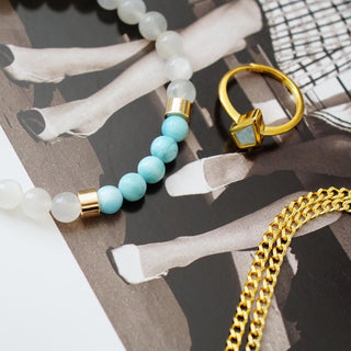 Larimar & White Moonstone Bracelet