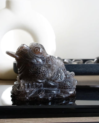 Smoky Quartz Money Toad Carving