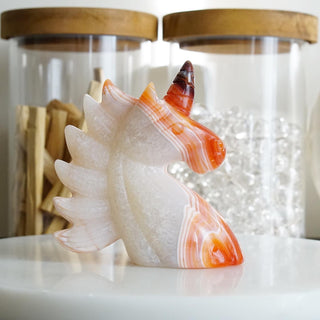 Quartzy Carnelian Unicorn carving